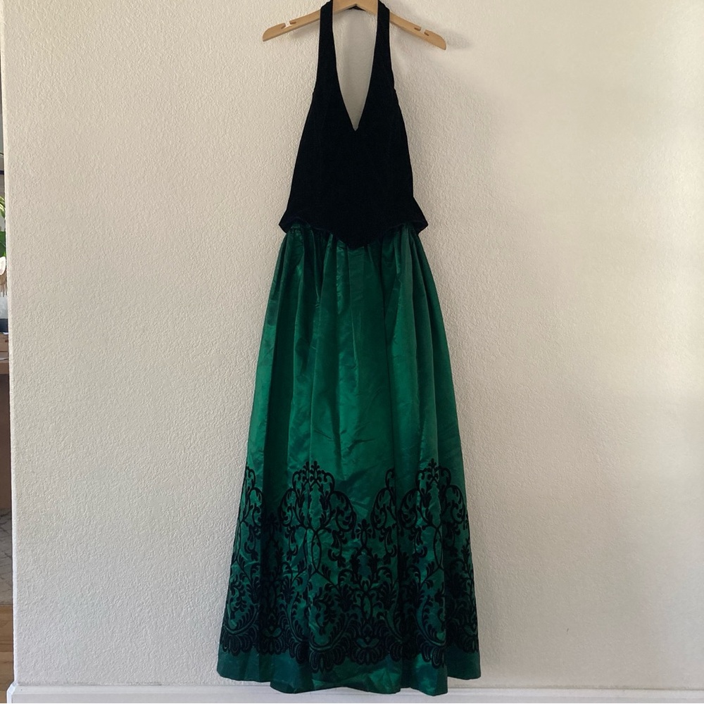 Jessica McClintock Gown 10 Vintage 90s Velvet Gothic Prom Dress Regency Medieval